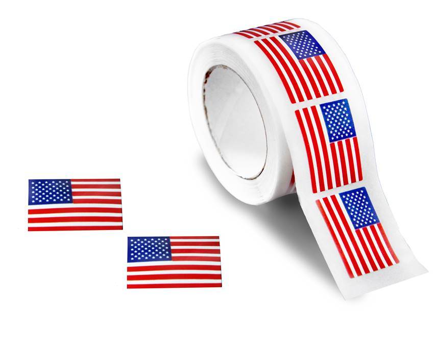 Roll Of American Flag Stickers (250)